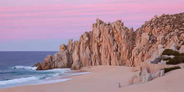 Pink sunset beach